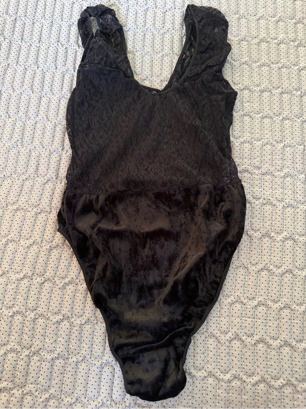 Vintage Black Lace & Velvet Sculpting Bodysuit - Women Intimates